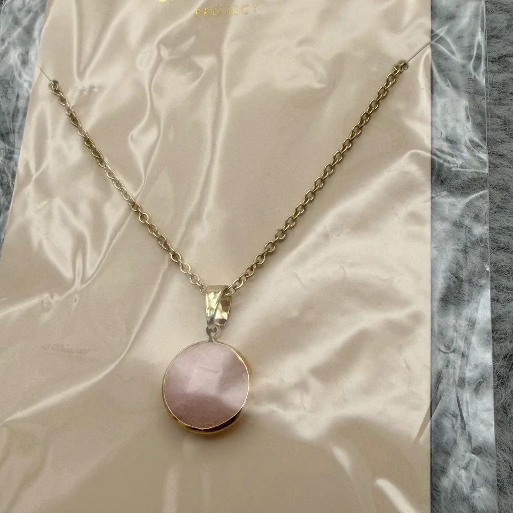 Sanctuary Project Necklace Pink Rose Serenity Stone Gold Tone NEW